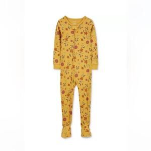Carter's Toddler Girls Yellow 1 Piece Floral Print Snug Fit Footed Pajamas PJ 4T